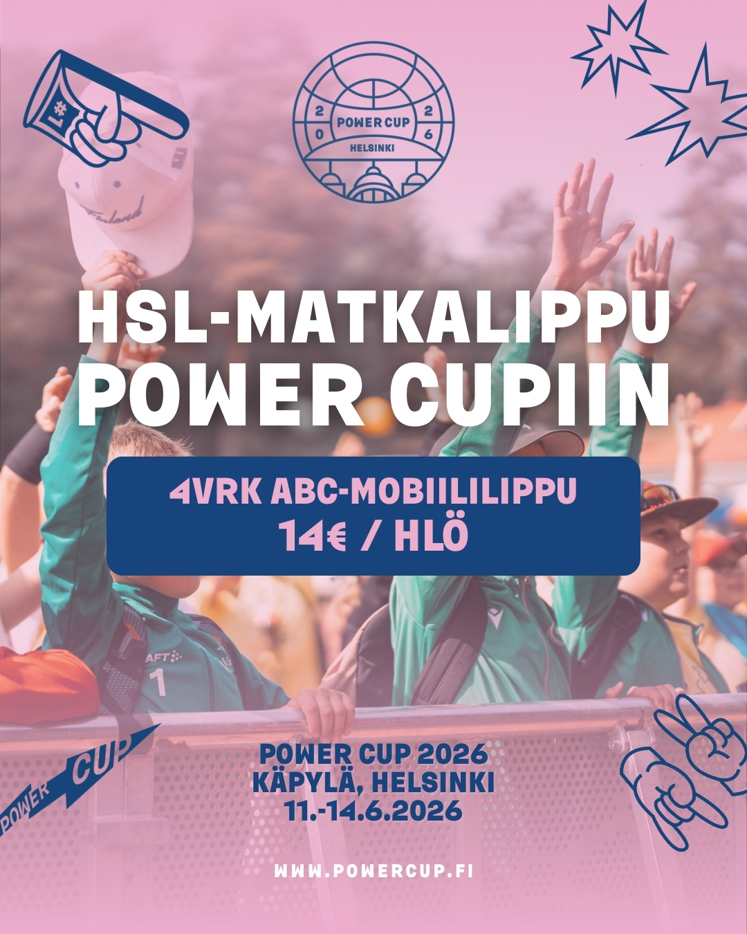Muistathan, että voit Power Cupiin ilmoittautumisen yhteydessä ostaa HSL:n 4vrk ABC-mobiililipun alennettuun hintaan?😍🚃
Hanki lippusi ennen ilmoittautumisen päättymistä 31.3.‼️
Lippukoodi toimitetaan ostajille ja aktivoidaan HSL-sovelluksessa. Muistathan ladata HSL-sovelluksen puhelimeesi.🥳✨
Lue lisää ➡️ www.powercup.fi
🇬🇧
Remember that it is now possible to purchase an additional service for Helsinki public transport, an HSL 4-day ABC zone travel ticket, at a discounted Power Cup price!😍🚃
Make sure to purchase your ticket before the registration closes on March 31st.‼️
A ticket code will be sent and activated in the HSL app. Please remember to download the HSL app on your phone.🥳✨
#powercup #poweriakentälle #volleyball #lentopallo