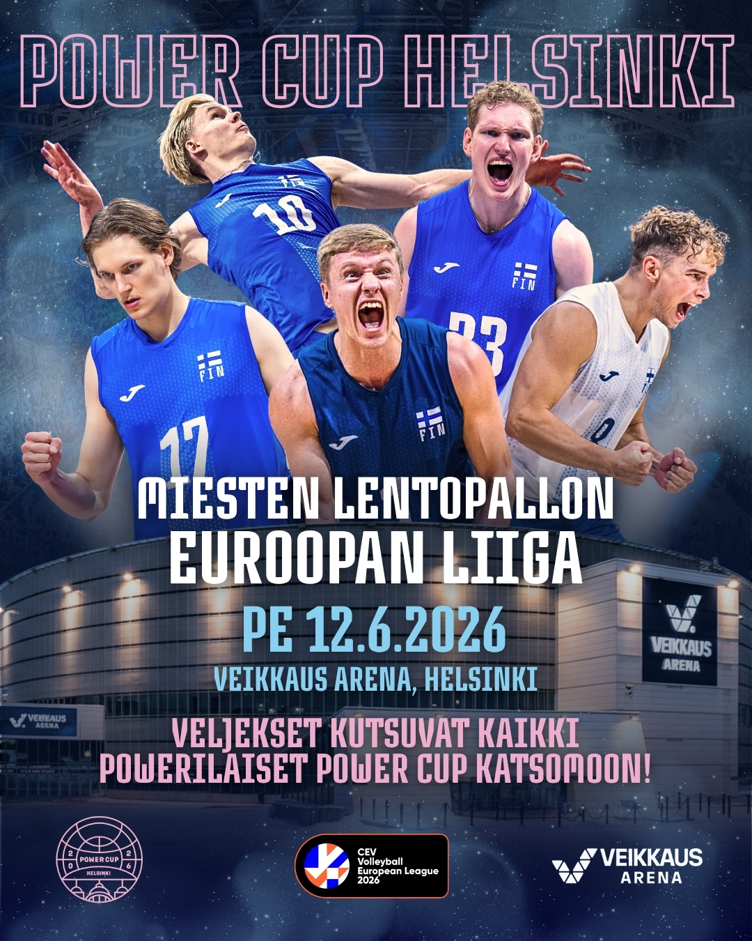 Olethan jo ilmoittautunut Veljesten Euroopan liigan otteluun Veikkaus Arenalle?🩷🏐
Lähde mukaan kannustamaan Veljekset voittoon areenan Power Cup -katsomosta!😍🇫🇮
Veljesten Euroopan liiga pelataan samaan aikaan Power Cupin kanssa 12.–14.6. Helsingissä!✨ Veljekset kutsuvat kaikki Power Cup -passin omaavat veloituksetta kannustamaan heidät voittoon perjantaina 12.6. klo 18.00 pelattavaan Suomi–Albania-otteluun.🔥🙌
Ilmoittaudu mukaan lomakkeella ja lunasta joukkueellesi ilmaiset liput miesten maaotteluun!🎫🔗 Linkki biossa!
Täytetään yhdessä Veikkaus Arena ja tehdään tästä kaikkien aikojen ikimuistoisin Power Cup -katsomo!💥💙
*
*
*
Have you already signed up for the Men’s European League match at Veikkaus Arena during Power Cup?🩷🏐
Come and cheer the Finnish national team to victory from the Power Cup stands at the arena!😍🇫🇮
The Men’s European League takes place alongside Power Cup on June 12–14 in Helsinki!✨ The team invites all Power Cup pass holders to support them free of charge on Friday, June 12 at 6:00 PM, when Finland faces Albania.🔥🙌
Sign up via the form and claim free tickets for your team to the men’s international match!🎫🔗 Link in bio!
Let’s fill Veikkaus Arena together and make this the most unforgettable Power Cup stand ever!💥💙
#powercup #lentopallo #veljekset #volleyball #EuroLeagueM