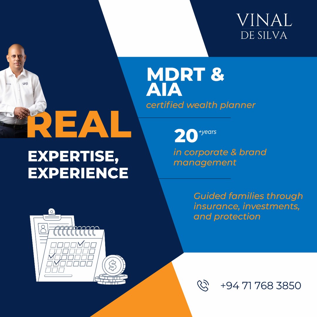 Protect what matters most with Vinal De Silva, Sri Lanka’s trusted wealth planner. 20+ years of corporate experience of which 7 years as a Wealth Planner, MDRT certifications, and a personal touch, he helps families secure their future through tailored emergency funds and wealth strategies. 🏡💼
#WealthPlanning #FinancialSecurity #FamilyFirst #SriLankaFinance #MDRT #WealthManagement #InvestSmart #PeaceOfMind #VinalDeSilva #SecureYourFuture"