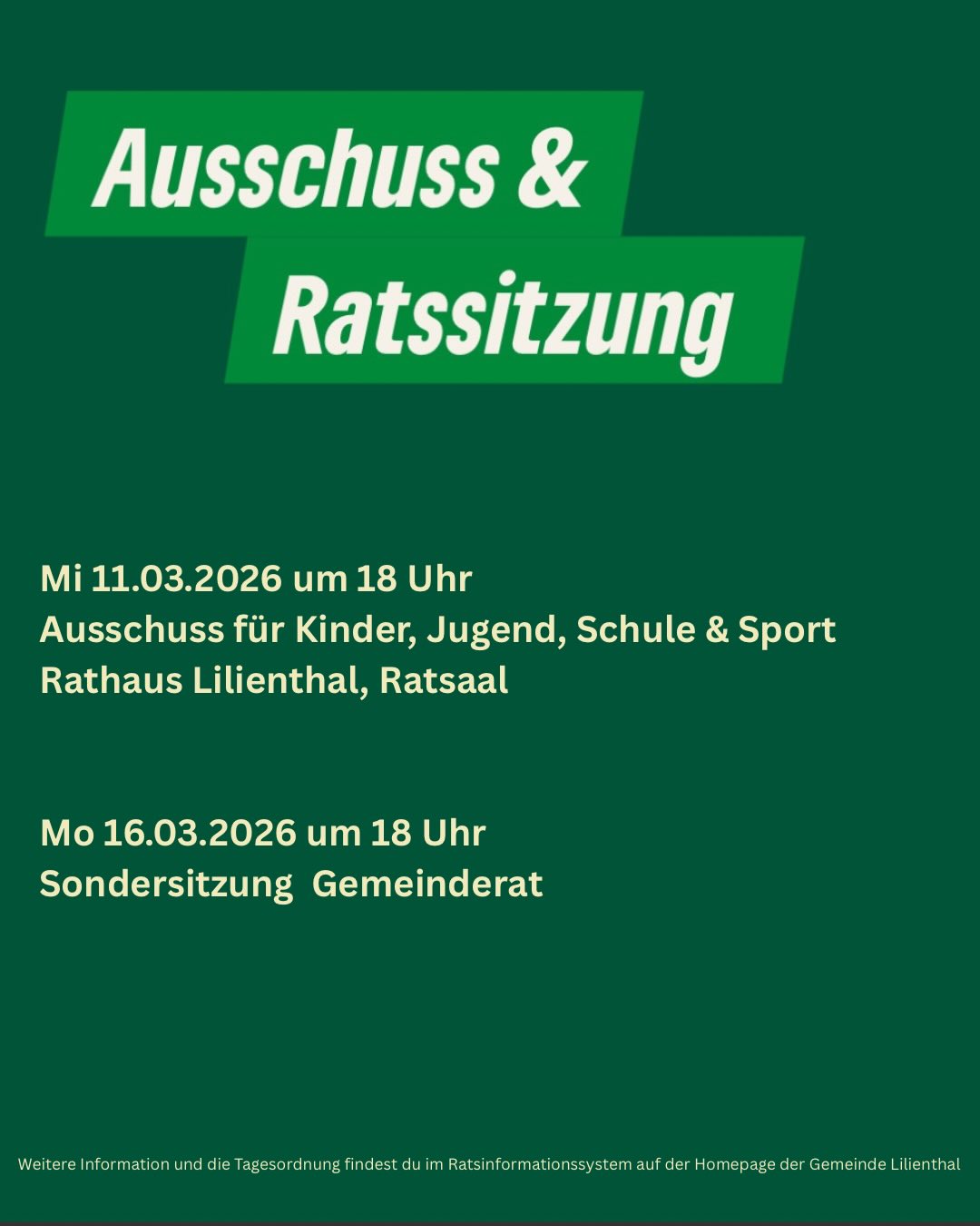 Falls du dich auch schon gefragt hast was im Februar und März im Gemeinderat passiert. Hier die kurz Infos über Ausschuss- und Gemeinderatssitzung.
Ausführlicher Infos und die Tagesordnung findet ihr auf der Webseite der Gemeinde.
#ortsverbandlilienthal
#lilienthal #gemeinderat #grüne