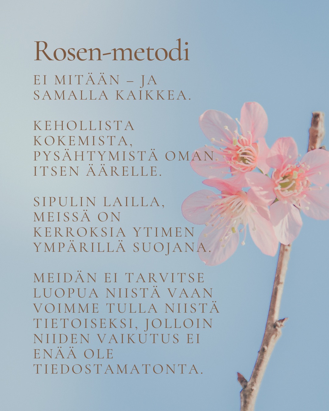 Tervetuloa Rosen-hoitoon! #rosenterapia #rosenmenetelmä #rosenmetodi #rosenkehoterapia #kehoterapia #kehomieli #kehotietoisuus #suomenrosenterapeutitry #rosenterapeutti #rosenharjoitusjaksolainen