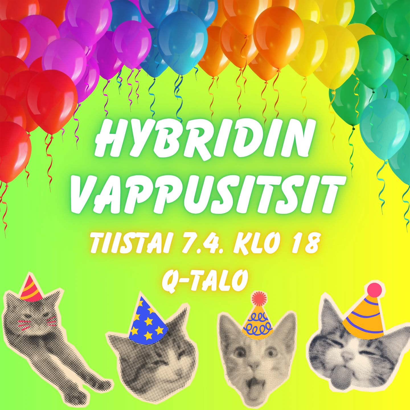 FI/EN in the comments
Kevät on jo pitkällä eli vappu pitäisi aloittaa, ja sehän onnistuu Hybridin vappusitseillä!
Vedä siis vetohanskasi käteen, vappuhattu päähän, haalarit jalkaan (tai miten päin vain), kietoudu serpentiiniin ja saavu Q-talolle 7.4. klo 18!
Sitsit kustantavat 16 €. Hintaan sisältyy kaksi (2) mietoa juomaa ja kolme (3) shottia sekä kolmen (3) ruokalajin menun. Sitseillä tarjoillaan kasvisruokaa. Pääruokana tarjoillaan perinteiset cittarin patongit. Vaihtoehtoina toimivat mozzarella ja vöner. Ilmoitathan mahdolliset allergiat ja erityisruokavaliot ilmolomakkeessa.
Ilmoittautuminen aukeaa ti 24.3. klo 12:00. Ilmoittautumisessa on käytössä kiintiöt jokaiselle jäsenjärjestölle sekä kannatusjärjestöille erikseen. Ilmoittauduthan oikeaan kiintiöön, jäsenyydet tarkistetaan! Yleinen myynti aukeaa to 26.3. klo 12:00, jos kiintiöpaikkoja jää yli. Huomaathan, että ilmoittautuminen on sitova!
Esteettömyystiedot: https://www.tyy.fi/sites/default/files/2022-10/Q-talon_esteett%C3%B6myysraportti_16.12.2019.pdf
Ilmolinkki: https://kide.app/events/9af480cf-0fa6-4e5a-a551-8d4e70caf2e0
TL;DR:
Mitä? Hybridin vappusitsit!
Milloin? 7.4. klo 18
Missä? Q-talo (Nummenpuistokatu 2)
Paljon? 16 €
Miks? Koska wabu ei lobu!
P.S. Jos sitsaaminen ei innosta tai et saanut sitsipaikkaa, sitseille tarvitaan myös tarjoilijoita! Tarjoilijaksi voi ilmoittautua nakittimessa