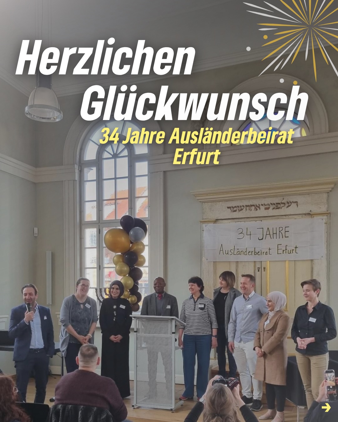 Herzlichen Glückwunsch an den Ausländerbeirat
Der @auslaenderbeirat.erfurt ist wichtiger Akteur in der Stadt als Interessensvertretung der Migrant*innen in Erfurt, gegen Diskriminierung und Ausgrenzung und für eine vielfältige Stadt.
Wir freuen uns auf die weitere Zusammenarbeit!
#erfurt #grüneerfurt #ausländerbeirat #stadterfurt