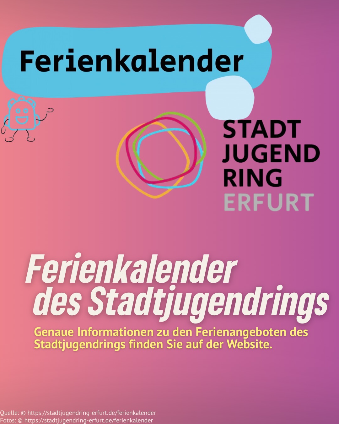 🌷Osterferien in Erfurt – noch nichts geplant?
Wir haben 5 Tipps für euch, wie ihr die freie Zeit kreativ, spannend und abwechslungsreich gestalten könnt:
✨ Kreativ werden beim Papier-Workshop im Museum für Thüringer Volkskunde
🎨 Mitmachangebote rund um Pessach im Netzwerk Jüdisches Leben
🏺 Spannende Workshops im Stadtmuseum für kleine Entdecker:innen
🖌️ Kunst & Design erleben im Angermuseum
📅 Noch mehr Angebote im Ferienkalender des Stadtjugendrings
Speichert euch die Tipps ab und plant eure Osterferien! 🌼🐣
#erfurt #osterferien #familie #kinder #freizeit