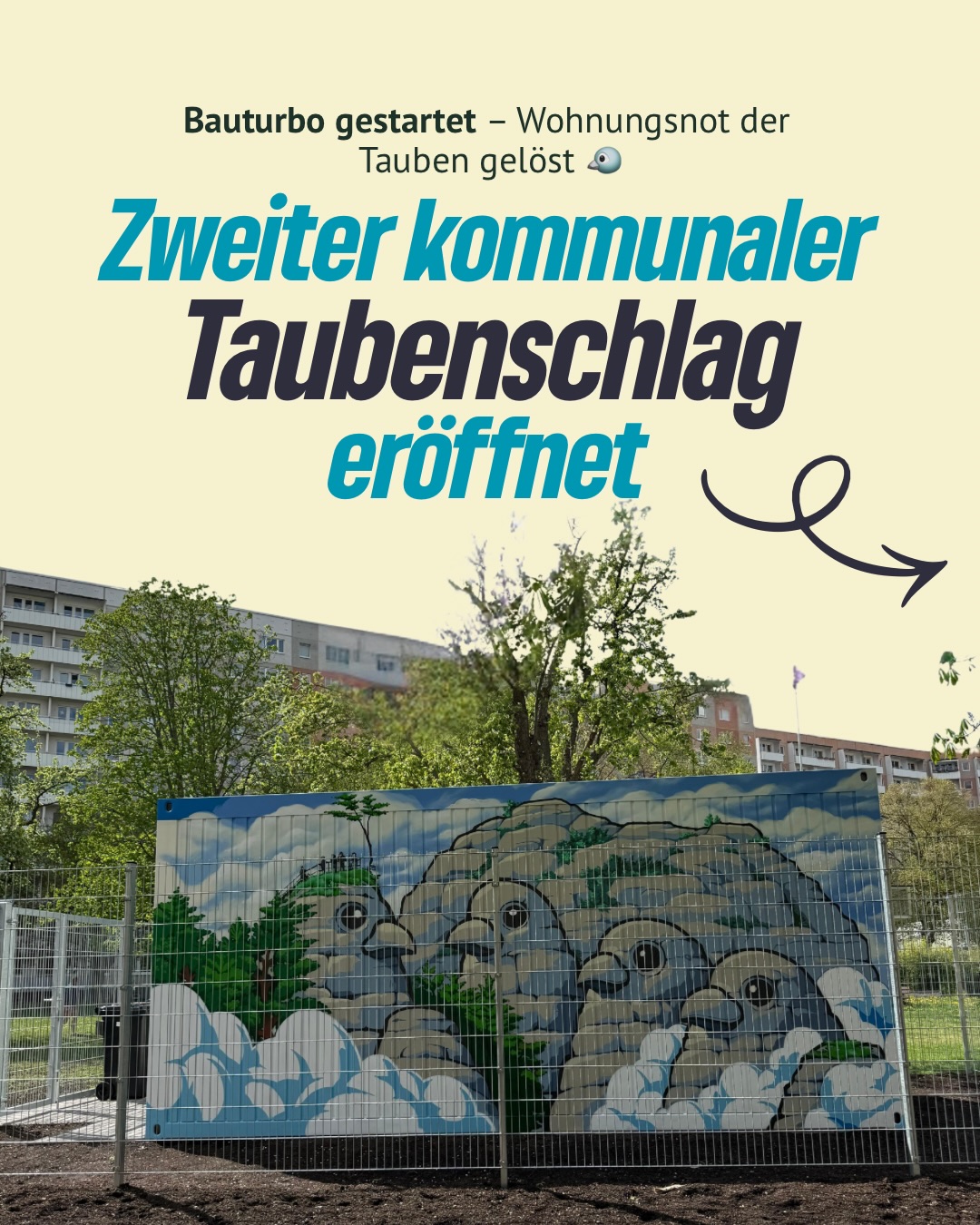 🏗️🕊️Mit dem zweiten kommunalen
Taubenschlag in Erfurt sorgen wir neben mehr Tierschutz, auch für eine Entlastung unsere Stadtbewohner*innen. Weniger
Taubennachwuchs heißt weniger Verschmutzung - ein Gewinn für alle!🌿✨
#erfurt #grüneerfurt #taubenschlag #stadttauben #erfurterstadttauben
