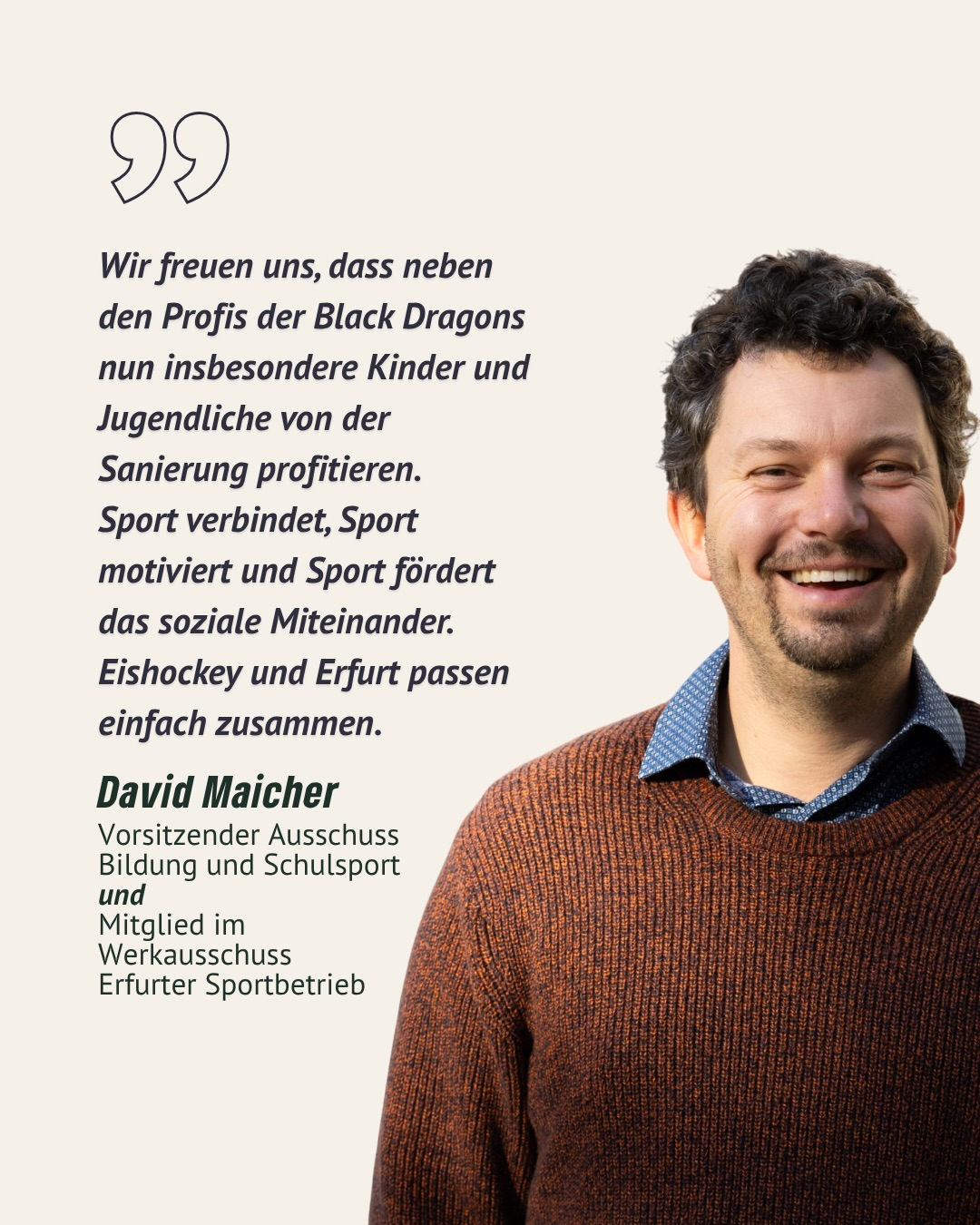 Die Förderung der Erfurter Eissporthalle ist ein wichtiges Signal für unsere Stadt.
Denn moderne Sportstätten sind weit mehr als Orte für Training und Wettkampf
- sie sind Treffpunkte, Integrationsräume und ein Zuhause für Ehrenamt und Nachwuchsarbeit. Von der Sanierung profitieren nicht nur die Profis, sondern vor allem Kinder und Jugendliche, die hier Teamgeist, Fairness und Gemeinschaft erleben. Mit der Unterstützung des Bundes wird ein zentraler Ort des Erfurter Sports zukunftsfest gemacht - für alle, die diesen Sport lieben und für eine lebendige Stadtgesellschaft.
#erfurt #grpneerfurt #fördermittel #eissporthalle #jugendsport
