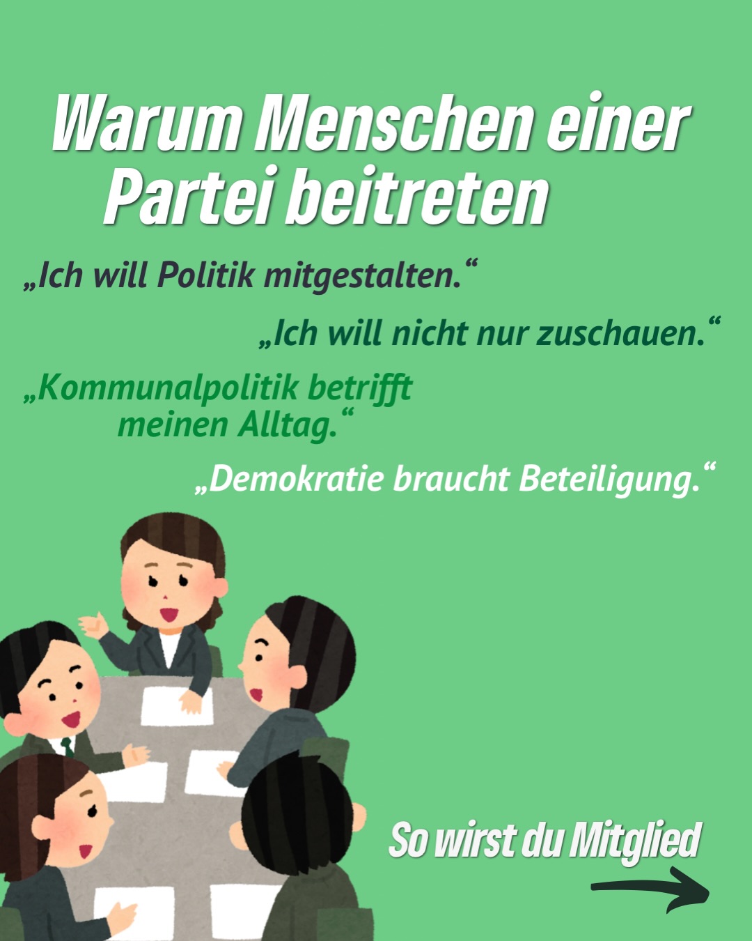 Politik lebt davon, dass Menschen mitmachen. 💚
Mit einer Parteimitgliedschaft kannst du nicht nur zuschauen, sondern aktiv mitgestalten: Ideen einbringen, mitdiskutieren, abstimmen und unsere Stadt bewegen. 🌻
Du willst wissen, wie das bei uns in Erfurt aussieht?
Dann swipe durch 👉
#erfurt #grüneerfurt #parteimitgliedschaft #diegrünen #bündnis90diegrünen
@die_gruenen
@gruene_th