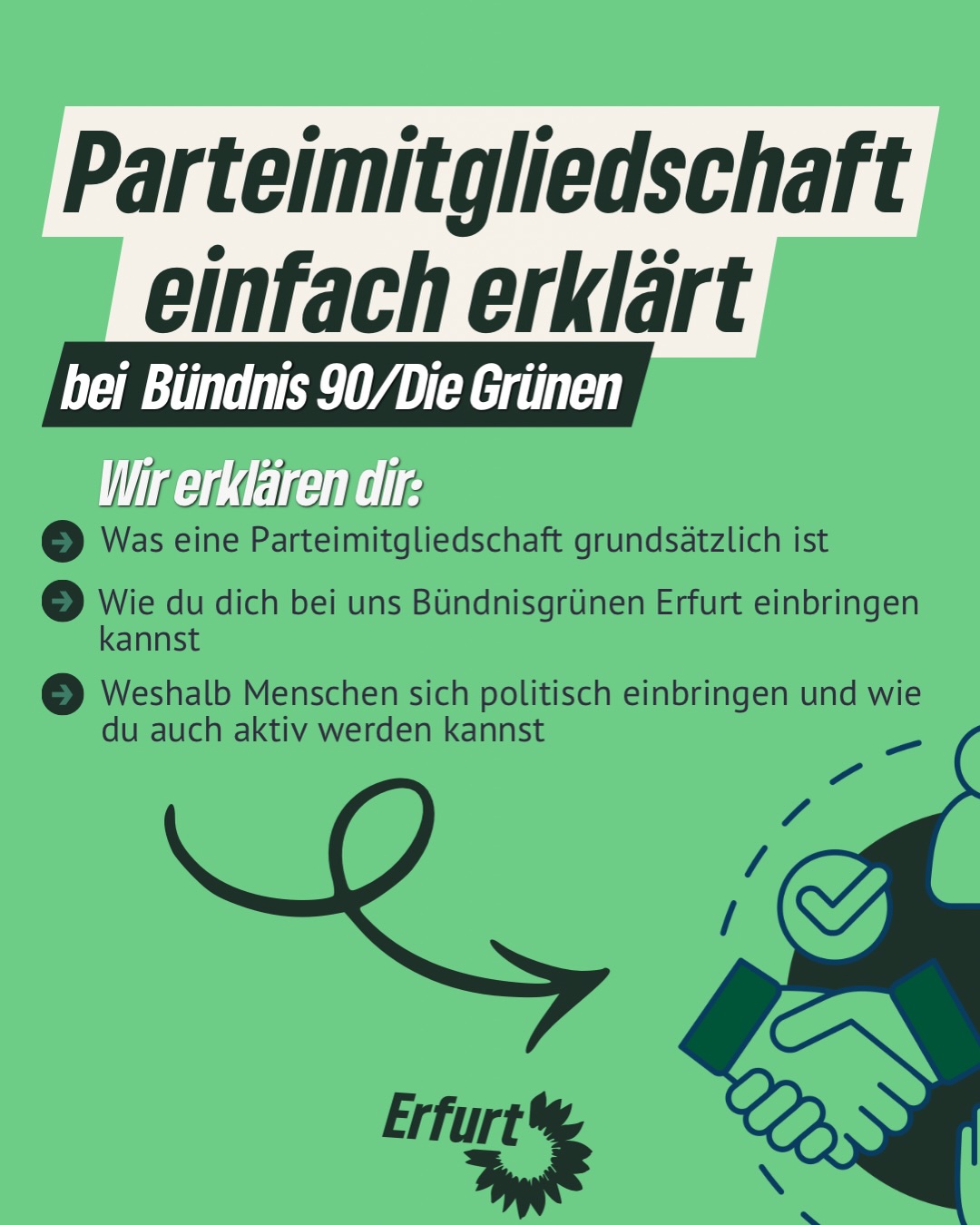 Politik lebt davon, dass Menschen mitmachen. 💚
Mit einer Parteimitgliedschaft kannst du nicht nur zuschauen, sondern aktiv mitgestalten: Ideen einbringen, mitdiskutieren, abstimmen und unsere Stadt bewegen. 🌻
Du willst wissen, wie das bei uns in Erfurt aussieht?
Dann swipe durch 👉
#erfurt #grüneerfurt #parteimitgliedschaft #diegrünen #bündnis90diegrünen
@die_gruenen
@gruene_th