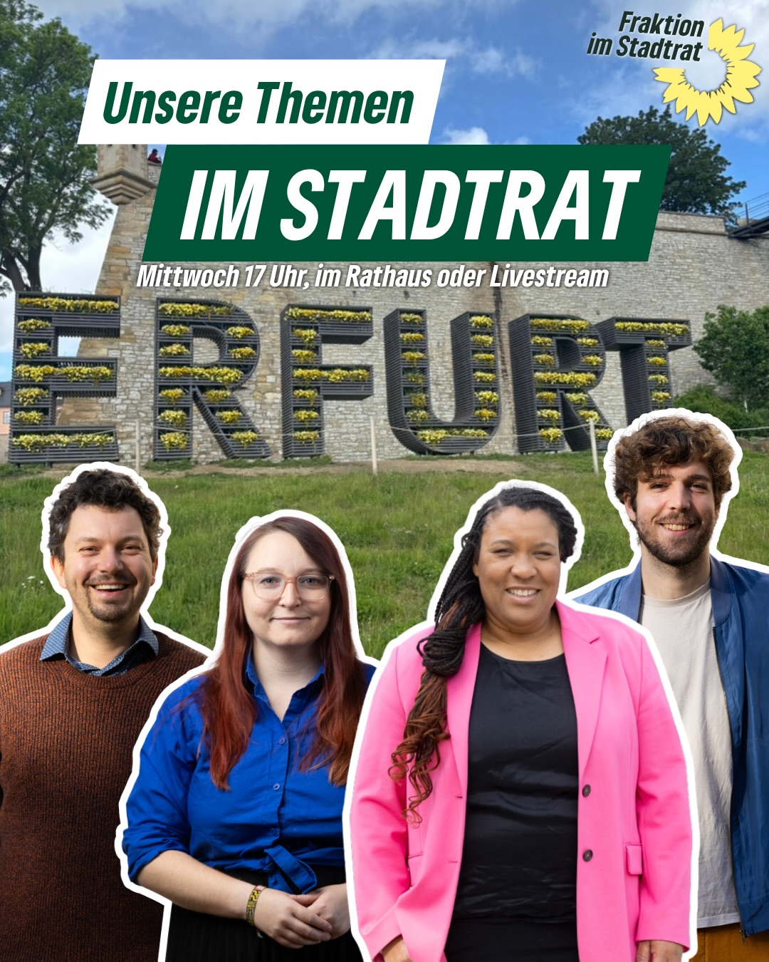 Morgen wird ab 17 Uhr im Erfurter Rathaus wieder über wichtige Themen für unsere Stadt diskutiert. Mit dabei sind mehrere Initiativen von uns, mit denen wir konkrete Verbesserungen für Erfurt anstoßen wollen:
❕Stärkung des Kitamoratoriums
❕Aktionsplan Kinderarmut
❕Nahverkehrsplan 2026-20230
Dafür setzen wir uns im Stadtrat ein. Für ein Erfurt, das soziale Gerechtigkeit stärkt und Lebensqualität für alle schafft. 💚
#erfurt #grüneerfurt #stadtrat #kommunalpolitik