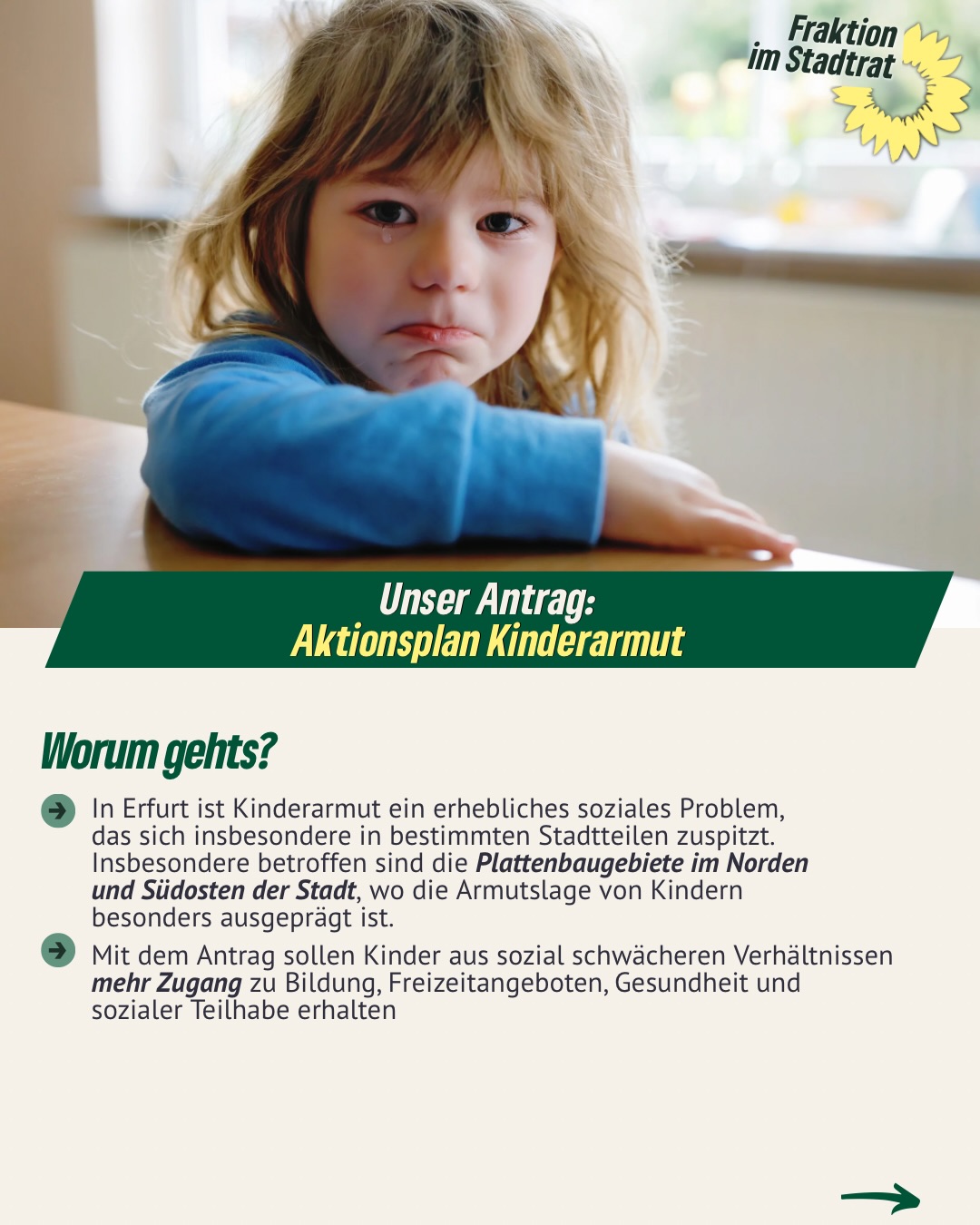 Morgen wird ab 17 Uhr im Erfurter Rathaus wieder über wichtige Themen für unsere Stadt diskutiert. Mit dabei sind mehrere Initiativen von uns, mit denen wir konkrete Verbesserungen für Erfurt anstoßen wollen:
❕Stärkung des Kitamoratoriums
❕Aktionsplan Kinderarmut
❕Nahverkehrsplan 2026-20230
Dafür setzen wir uns im Stadtrat ein. Für ein Erfurt, das soziale Gerechtigkeit stärkt und Lebensqualität für alle schafft. 💚
#erfurt #grüneerfurt #stadtrat #kommunalpolitik