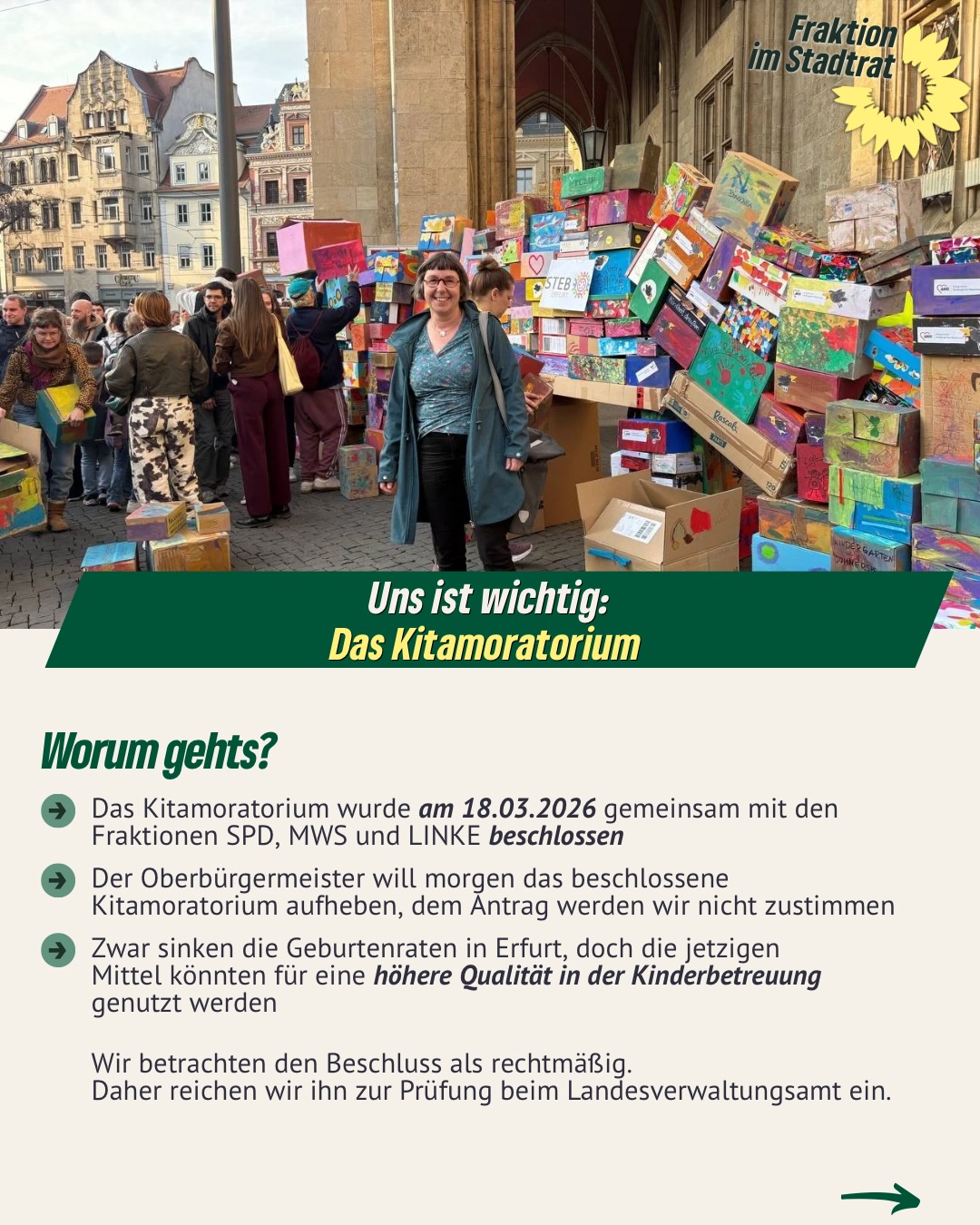 Morgen wird ab 17 Uhr im Erfurter Rathaus wieder über wichtige Themen für unsere Stadt diskutiert. Mit dabei sind mehrere Initiativen von uns, mit denen wir konkrete Verbesserungen für Erfurt anstoßen wollen:
❕Stärkung des Kitamoratoriums
❕Aktionsplan Kinderarmut
❕Nahverkehrsplan 2026-20230
Dafür setzen wir uns im Stadtrat ein. Für ein Erfurt, das soziale Gerechtigkeit stärkt und Lebensqualität für alle schafft. 💚
#erfurt #grüneerfurt #stadtrat #kommunalpolitik