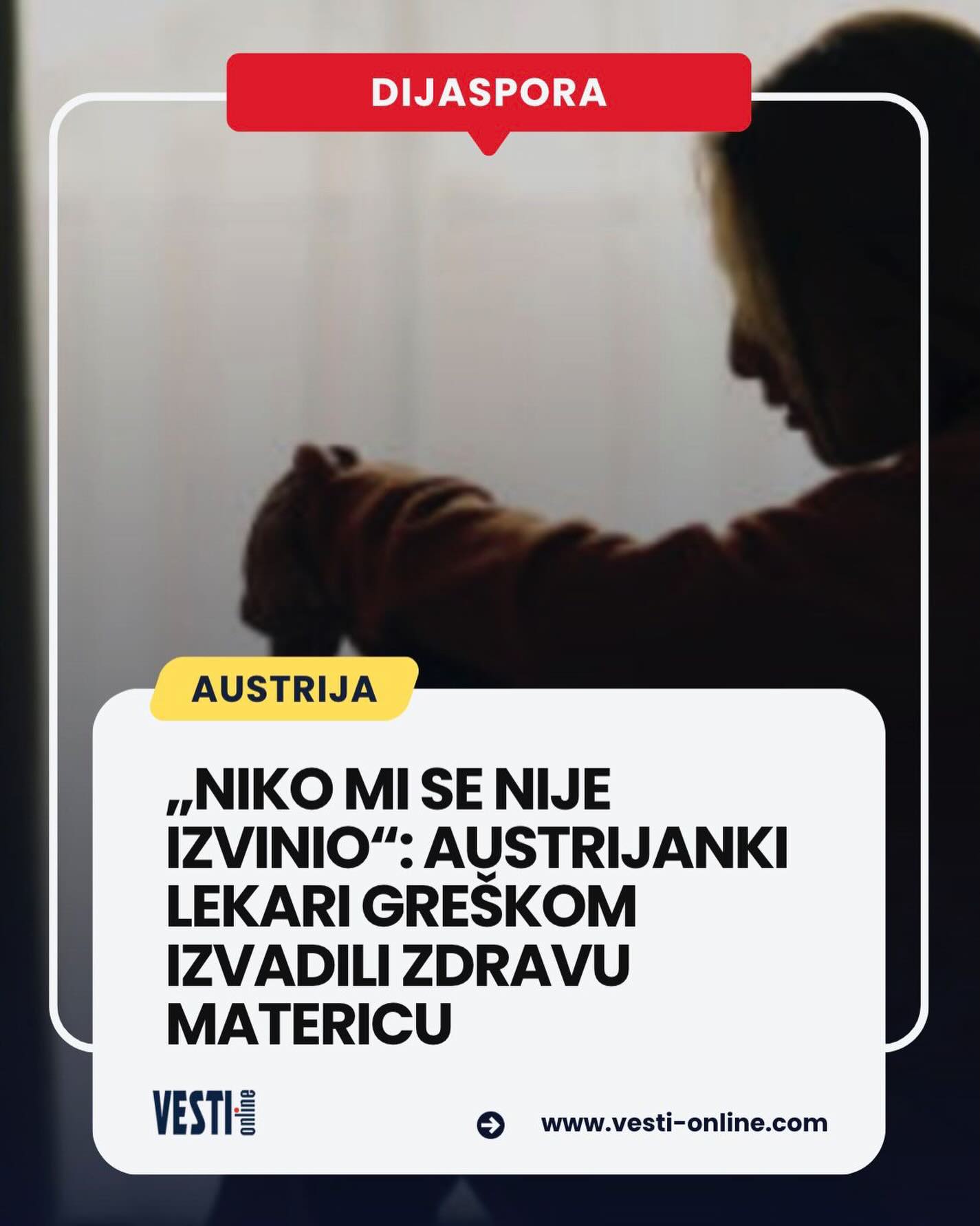 „Mislila sam da ću umreti. Danas, posle svega, niko mi nije rekao ni jedno obično – izvini.“ Ovim rečima tridesetogodišnja Austrijanka prvi put je javno progovorila o medicinskoj grešci koja joj je trajno promenila život, nakon što joj je u Univerzitetskoj klinici „Kepler“ u Lincu uklonjena zdrava materica zbog pogrešne dijagnoze agresivnog raka. Kako prenosi austrijski ,,Krone“, tragedija je počela kontaminiranim uzorkom tkiva, koji je doveo do pogrešne procene lekara i hitne operacije iz koje više nije bilo povratka.
U intervjuu pod naslovom „Keine Entschuldigung“ („Nema izvinjenja“), žena je opisala mesece straha, panike i psihološkog sloma kroz koje je prolazila nakon što joj je saopšteno da boluje od opasnog oblika karcinoma. „Imala sam napade panike, nisam mogla da spavam, mislila sam samo na smrt“, ispričala je ona, navodeći da je sve išlo velikom brzinom i da gotovo nije imala vremena da zatraži drugo mišljenje. Operacija je obavljena hitno tokom leta 2025. godine, a tek kasnije je utvrđeno da je uzorak tkiva bio kontaminiran i da žena zapravo nije imala rak.
Opširnije na portalu vesti-online.com „Mislila sam da ću umreti. Danas, posle svega, niko mi nije rekao ni jedno obično – izvini.“ Ovim rečima tridesetogodišnja Austrijanka prvi put je javno progovorila o medicinskoj grešci koja joj je trajno promenila život, nakon što joj je u Univerzitetskoj klinici „Kepler“ u Lincu uklonjena zdrava materica zbog pogrešne dijagnoze agresivnog raka. Kako prenosi austrijski ,,Krone“, tragedija je počela kontaminiranim uzorkom tkiva, koji je doveo do pogrešne procene lekara i hitne operacije iz koje više nije bilo povratka.
U intervjuu pod naslovom „Keine Entschuldigung“ („Nema izvinjenja“), žena je opisala mesece straha, panike i psihološkog sloma kroz koje je prolazila nakon što joj je saopšteno da boluje od opasnog oblika karcinoma. „Imala sam napade panike, nisam mogla da spavam, mislila sam samo na smrt“, ispričala je ona, navodeći da je sve išlo velikom brzinom i da gotovo nije imala vremena da zatraži drugo mišljenje. Operacija je obavljena hitno tokom leta 2025. godine, a tek kasnije je utvrđeno da je uzorak tkiva bio kontaminiran i da žena zapravo nije imala rak.
Opširnije na portalu vesti-online.com