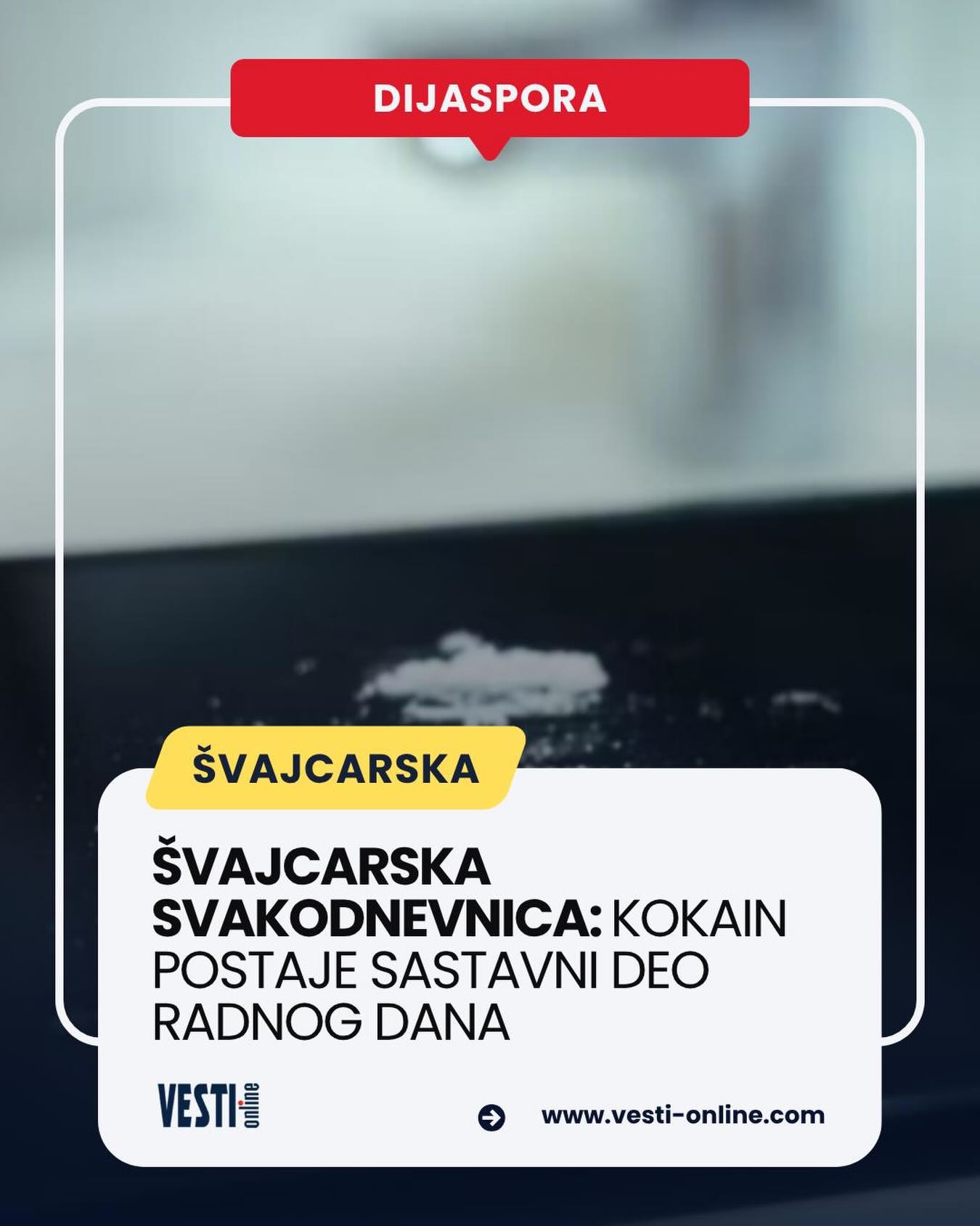 U Švajcarskoj kokain sve više postaje deo svakodnevice mnogih zaposlenih. Kako prenosi ,,20min“, potrošnja kokaina u Švajcarskoj raste, a najčešće ga koriste radnici u građevinarstvu, ugostiteljstvu i zabavnoj industriji.
Ljudi koji rade duge smene, trpe visok pritisak ili imaju neredovno radno vreme, sve češće posežu za kokainom kako bi „izdržali tempo“. U građevinarstvu je to često posledica dugih radnih sati i velikog fizičkog napora, u gastronomiji nepredvidivih smena i grupne dinamike, dok se u svetu umetnosti i zabave koristi radi održavanja energije, koncentracije i samopouzdanja. Mnogi od njih nisu „klasični zavisnici“ reč je o zaposlenim ljudima koji kokain koriste funkcionalno, kako bi nastavili da rade pod pritiskom.
Kako izvor navodi, oko 60.000 ljudi u Švajcarskoj konzumiralo je kokain tokom poslednjih godinu dana, dok analize otpadnih voda pokazuju da bi stvarni broj mogao biti znatno veći. Posebno su pogođeni mladi muškarci između 18 i 34 godine koji su zaposleni i društveno integrisani. Stručnjaci upozoravaju da prelazak u problematičnu upotrebu ide postepeno i da se često ne prepoznaje na vreme.
Opširnije na portalu vesti-online.com U Švajcarskoj kokain sve više postaje deo svakodnevice mnogih zaposlenih. Kako prenosi ,,20min“, potrošnja kokaina u Švajcarskoj raste, a najčešće ga koriste radnici u građevinarstvu, ugostiteljstvu i zabavnoj industriji.
Ljudi koji rade duge smene, trpe visok pritisak ili imaju neredovno radno vreme, sve češće posežu za kokainom kako bi „izdržali tempo“. U građevinarstvu je to često posledica dugih radnih sati i velikog fizičkog napora, u gastronomiji nepredvidivih smena i grupne dinamike, dok se u svetu umetnosti i zabave koristi radi održavanja energije, koncentracije i samopouzdanja. Mnogi od njih nisu „klasični zavisnici“ reč je o zaposlenim ljudima koji kokain koriste funkcionalno, kako bi nastavili da rade pod pritiskom.
Kako izvor navodi, oko 60.000 ljudi u Švajcarskoj konzumiralo je kokain tokom poslednjih godinu dana, dok analize otpadnih voda pokazuju da bi stvarni broj mogao biti znatno veći. Posebno su pogođeni mladi muškarci između 18 i 34 godine koji su zaposleni i društveno integrisani. Stručnjaci upozoravaju da prelazak u problematičnu upotrebu ide postepeno i da se često ne prepoznaje na vreme.
Opširnije na portalu vesti-online.com