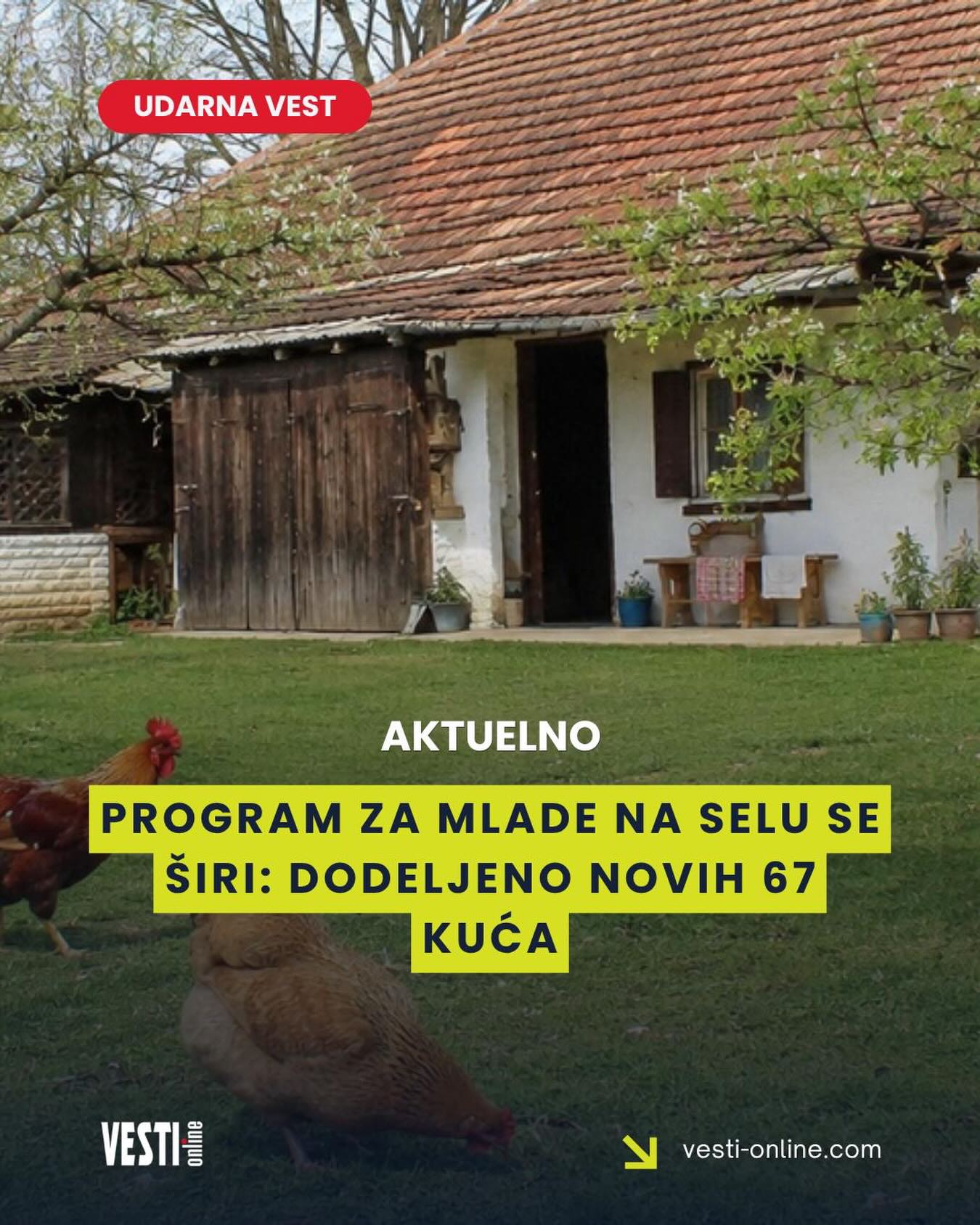 Novi ugovori za kupovinu 67 seoskih kuća sa okućnicom potpisani su u Palati Srbija, čime je nastavljen program Ministarstva za brigu o selu namenjen mladima koji žele da započnu život u ruralnim sredinama. Nekretnine će biti raspoređene u 48 sela širom Srbije, kao deo mere koja se sprovodi već šestu godinu.
Ministar za brigu o selu Milan Krkobabić ocenio je da program daje rezultate i da je usmeren na ljude koji žele da ostanu ili se dosele na selo. Prema njegovim rečima, značaj projekta ogleda se u stvaranju boljih uslova za život i obnovi ruralnih područja.
Posle najnovije dodele, ukupan broj kuća obezbeđenih kroz program dostigao je 4.273. Nekretnine su raspoređene u gotovo hiljadu sela u svim delovima Srbije, što ovu meru svrstava među najobuhvatnije programe podrške stanovništvu u ruralnim sredinama.
Svi zainteresovani mogu se prijaviti ili dobiti više informacija na linku koji sledi:
https://mbs.gov.rs/javni-konkursi/konkurs-za-dodelu-bespovratnih-sredstava-za-kupovinu-seoske-kuce-sa-okucnicom-2026/
Među lokalnim samoupravama koje beleže najveći broj dodeljenih kuća nalazi se Sombor, gde su sela kroz program dobila gotovo 300 nekretnina. Ministarstvo navodi da interesovanje za kupovinu seoskih kuća ne jenjava, dok se nastavkom programa podstiče naseljavanje sela i unapređenje života van gradskih sredina. Novi ugovori za kupovinu 67 seoskih kuća sa okućnicom potpisani su u Palati Srbija, čime je nastavljen program Ministarstva za brigu o selu namenjen mladima koji žele da započnu život u ruralnim sredinama. Nekretnine će biti raspoređene u 48 sela širom Srbije, kao deo mere koja se sprovodi već šestu godinu.
Ministar za brigu o selu Milan Krkobabić ocenio je da program daje rezultate i da je usmeren na ljude koji žele da ostanu ili se dosele na selo. Prema njegovim rečima, značaj projekta ogleda se u stvaranju boljih uslova za život i obnovi ruralnih područja.
Posle najnovije dodele, ukupan broj kuća obezbeđenih kroz program dostigao je 4.273. Nekretnine su raspoređene u gotovo hiljadu sela u svim delovima Srbije, što ovu meru svrstava među najobuhvatnije programe podrške stanovništvu u ruralnim sredinama.
Svi zainteresovani mogu se prijaviti ili dobiti više informacija na linku koji sledi:
https://mbs.gov.rs/javni-konkursi/konkurs-za-dodelu-bespovratnih-sredstava-za-kupovinu-seoske-kuce-sa-okucnicom-2026/
Među lokalnim samoupravama koje beleže najveći broj dodeljenih kuća nalazi se Sombor, gde su sela kroz program dobila gotovo 300 nekretnina. Ministarstvo navodi da interesovanje za kupovinu seoskih kuća ne jenjava, dok se nastavkom programa podstiče naseljavanje sela i unapređenje života van gradskih sredina.