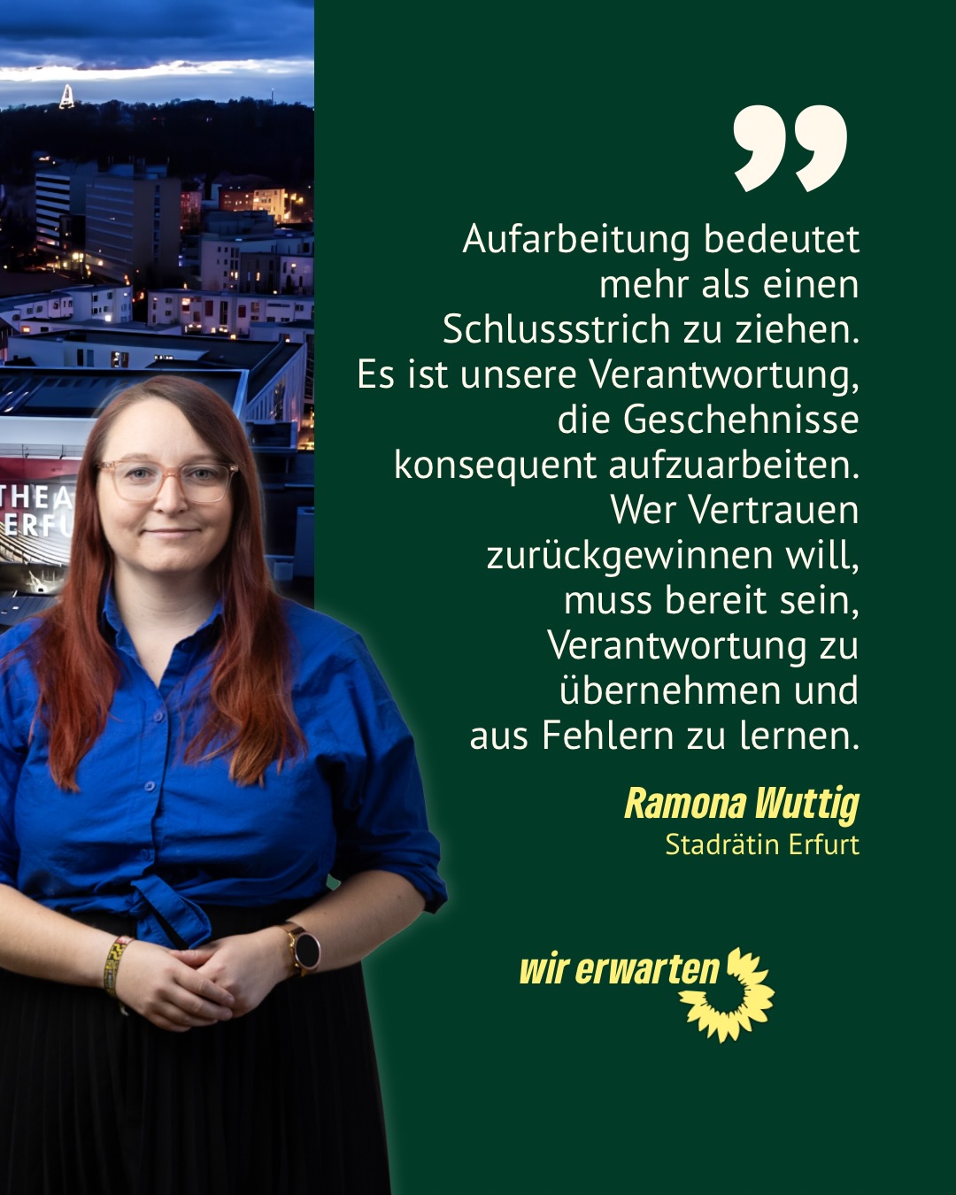 🎭 Die Theater-Affäre hat deutliche Missstände offengelegt: Vorwürfe von Machtmissbrauch, problematische Führungsstrukturen und mangelnde Kontrolle.
Wir ziehen keinen Schlussstrich. Jetzt geht es darum, Konsequenzen zu ziehen, Vertrauen zurückzugewinnen und die Weichen für einen Neustart zu stellen. Transparenz, Verantwortung und wirksame Compliance-Strukturen müssen dabei im Mittelpunkt stehen‼️
#erfurt #grüneerfurt #theateraffäre #theatererfurt #theater