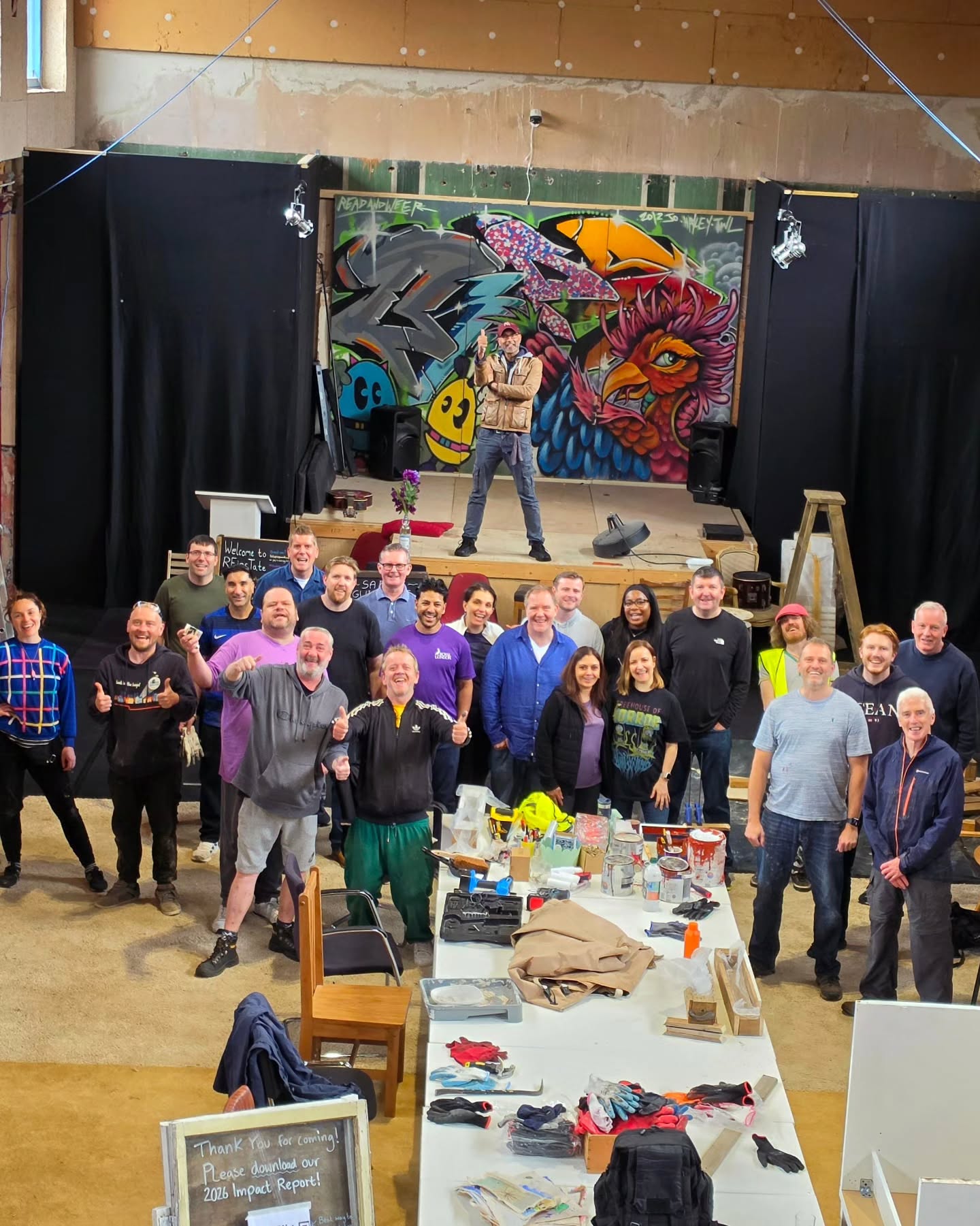 Many hands make light work 👐
We had an amazing crew of volunteers descend on the building yesterday and help push the project forward.
They weren't scared to get stuck in and we're so grateful for their help 🙏
They relocated objects around the building freeing us vital space, brought reclaimed wood in to dry ready for use, built planters from pallets for the yard and gave the hall a massive glow up by prepping and painting the iconic pillars (undercoat for now).
This type of support helps fast track our ongoing efforts to provide a space for people to thrive.
We're grateful to everyone who got stuck in and to @ourelba for making it happen.
Fancy a visit? Learn more in our bio 🔗
@reinstate_project by @respaceprojects