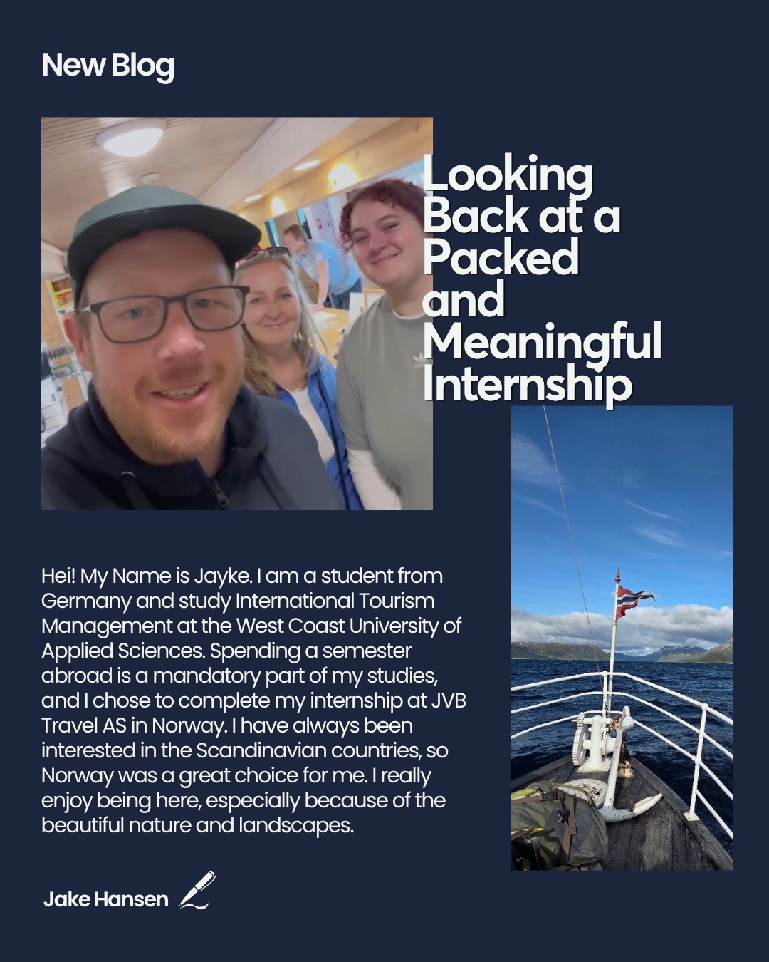 💼 📚 From booking requests to snowcoaches, boat trips and a very wet first attempt at skiing!
Over the past few months, Jayke from Germany has been part of our booking team as an intern.
Alongside gaining practical experience in Norwegian tourism, she explored the country and managed to tick off three important goals: seeing a moose, a fjord horse and, of course, the fjords.
Before heading home, Jayke looked back at a busy and memorable internship – and the many experiences she had along the way.
All the best with your studies and future adventures 💫
Read Jayke’s full story on our website – link in story.