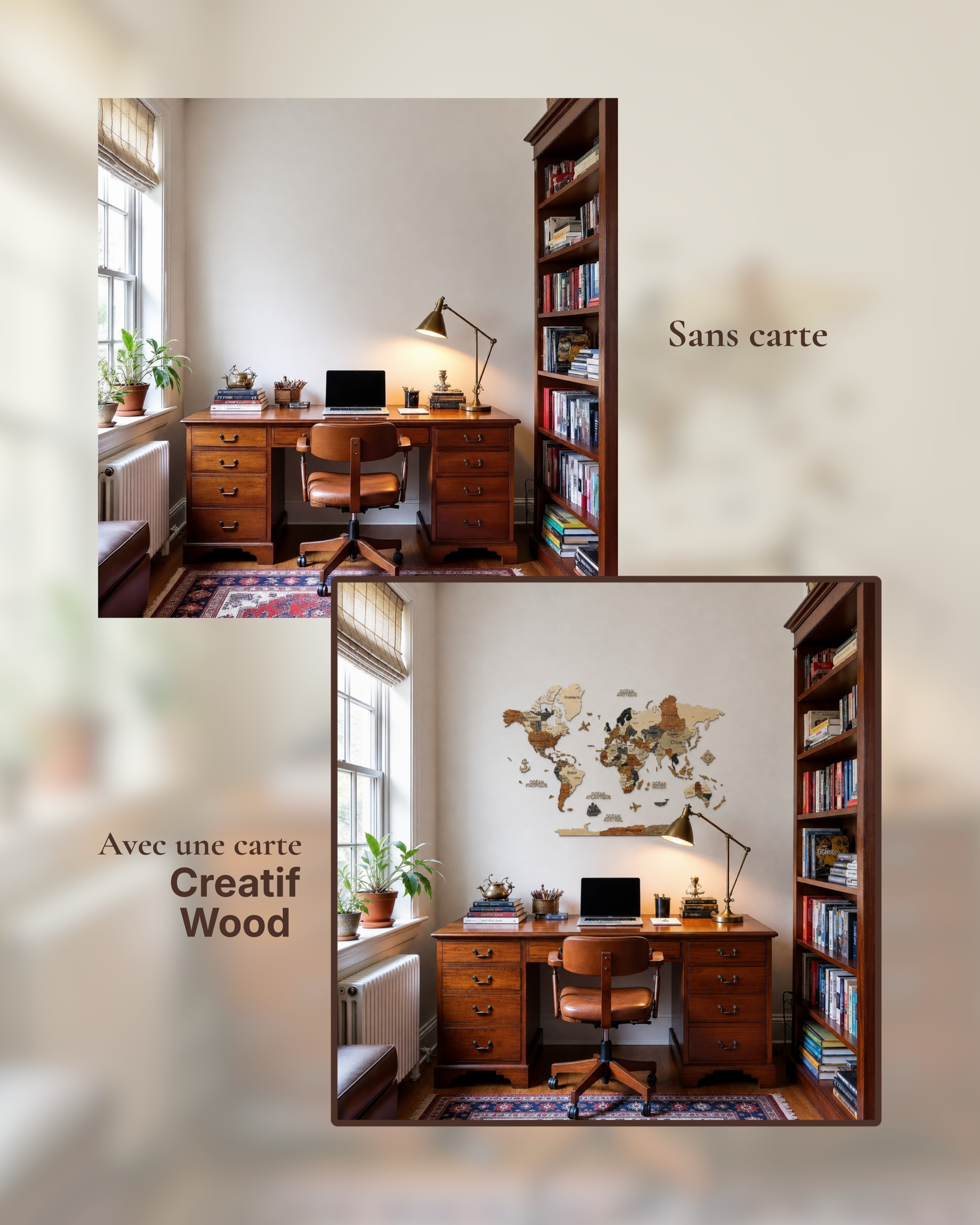 Un espace de travail à la maison est un lieu où il est important non seulement de rester concentré, mais aussi de se sentir inspiré. 🌍✨
La carte en bois Creatif Wood transforme facilement l’atmosphère d’une pièce : elle apporte de la chaleur, du caractère et fait d’un simple mur un élément unique de votre intérieur.
Découvrez votre carte via le lien dans notre bio. 🤎