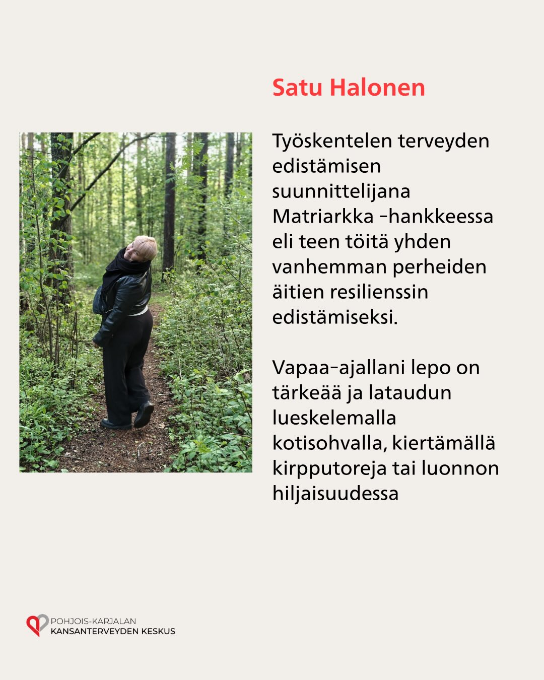 Ketkä ovat Pohjois-Karjalan kansanterveyden keskuksen takana? 🫶
Tutustu meidän tiimiimme ja ihmisiin työn takana tässä postauksessa☀️
#pohjoiskarjalankansanterveydenkeskus #terveydenedistäminen #meettheteam #pohjoiskarjala