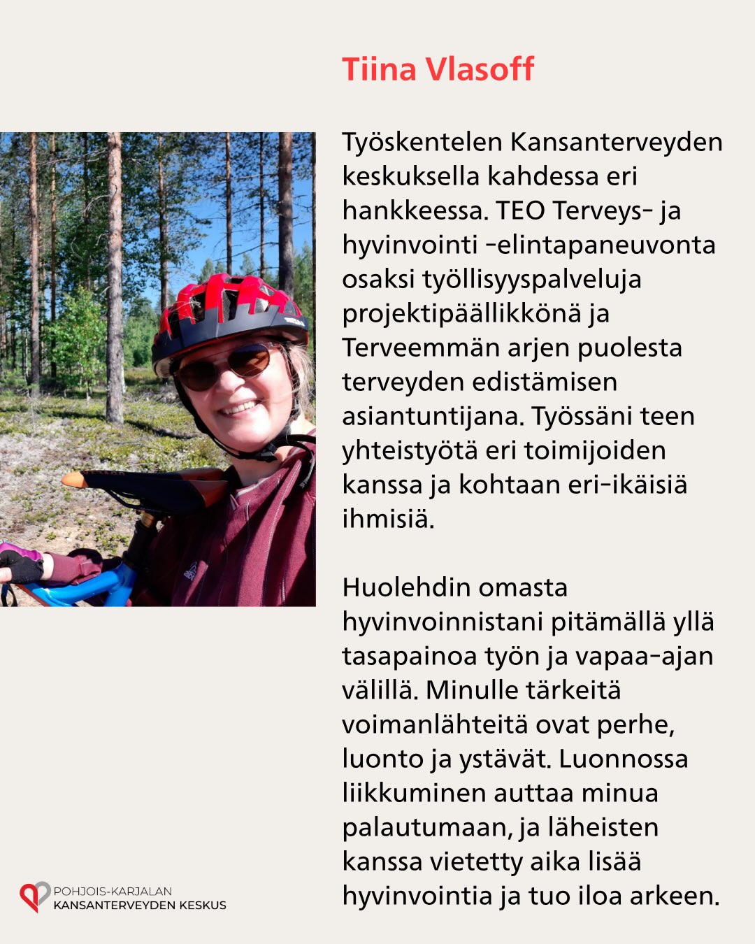 Ketkä ovat Pohjois-Karjalan kansanterveyden keskuksen takana? 🫶
Tutustu meidän tiimiimme ja ihmisiin työn takana tässä postauksessa☀️
#pohjoiskarjalankansanterveydenkeskus #terveydenedistäminen #meettheteam #pohjoiskarjala