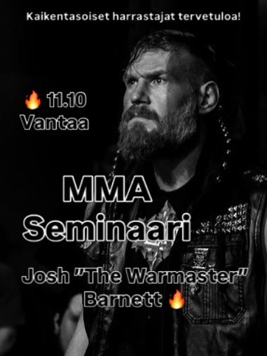 Vapaaottelija ja showpainija Josh ”The Warmaster” Barnett @joshlbarnett saapuu Salini Sport Centerille pitämään vapaaottelu seminaarin 11.10 🔥Josh pitää MMA seminaarin Suomi visiitillään vain meillä, eli nyt kannattaa saapua kauempaakin!📍Salini Sport Center, Tavitie 1 01450 Vantaa (alle 10min kävelymatka Korson juna-asemalta)⏰ Seminaari alkaa klo 12.00 ja kesto 3h, välissä tauko. Pukuhuoneet auki klo 11 alkaen💰Hinta SSC harrastajat 40€ muut 50€ / maksu paikanpäällä Mobile Pay tai käteinen✅ Seminaari on tarkoitettu kaikentasoisille vapaaottelu harrastajille, ja toinen osuus painottuu vahvasti NoGI:n eli lukkopaini harrastajat myös tervetuloa!➡️ Ilmoittaudu mukaan ja varmista paikkasi laittamalla sähköpostia: kamppailu@salini.fiMeillä on huikea päivä tulossa! 🤩🔥@slamwres @strikersintl