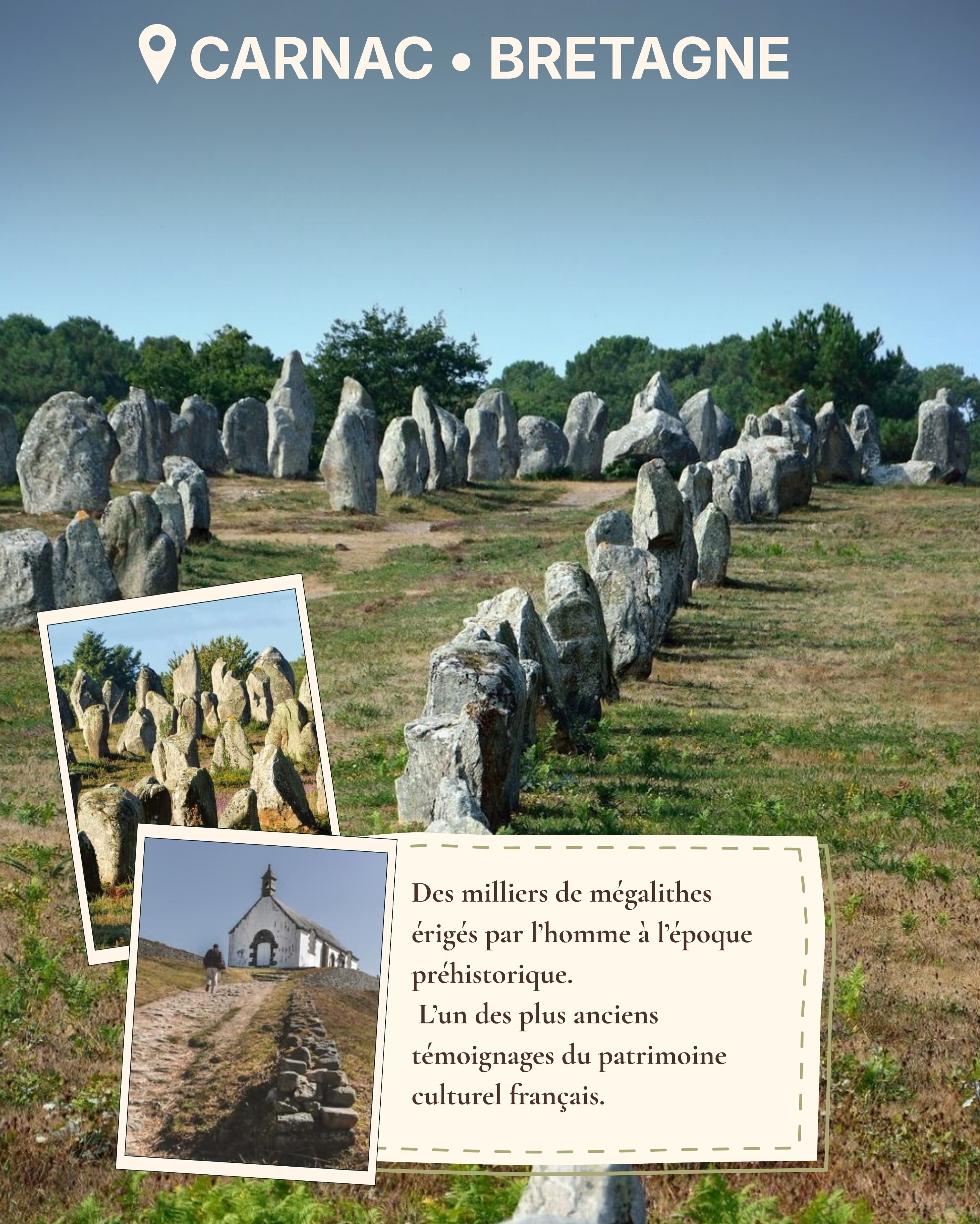 La France, c’est bien plus que Paris. 🇫🇷
Des mégalithes préhistoriques de Bretagne aux vestiges romains et aux cités médiévales, chaque région conserve des lieux qui racontent des siècles d’histoire.
Nous avons sélectionné 5 lieux à découvrir au moins une fois — et peut-être à marquer sur votre carte lors de vos prochains voyages.
Avec une carte en bois CreatifWood, les souvenirs des lieux que vous avez découverts restent toujours près de vous. 🤎