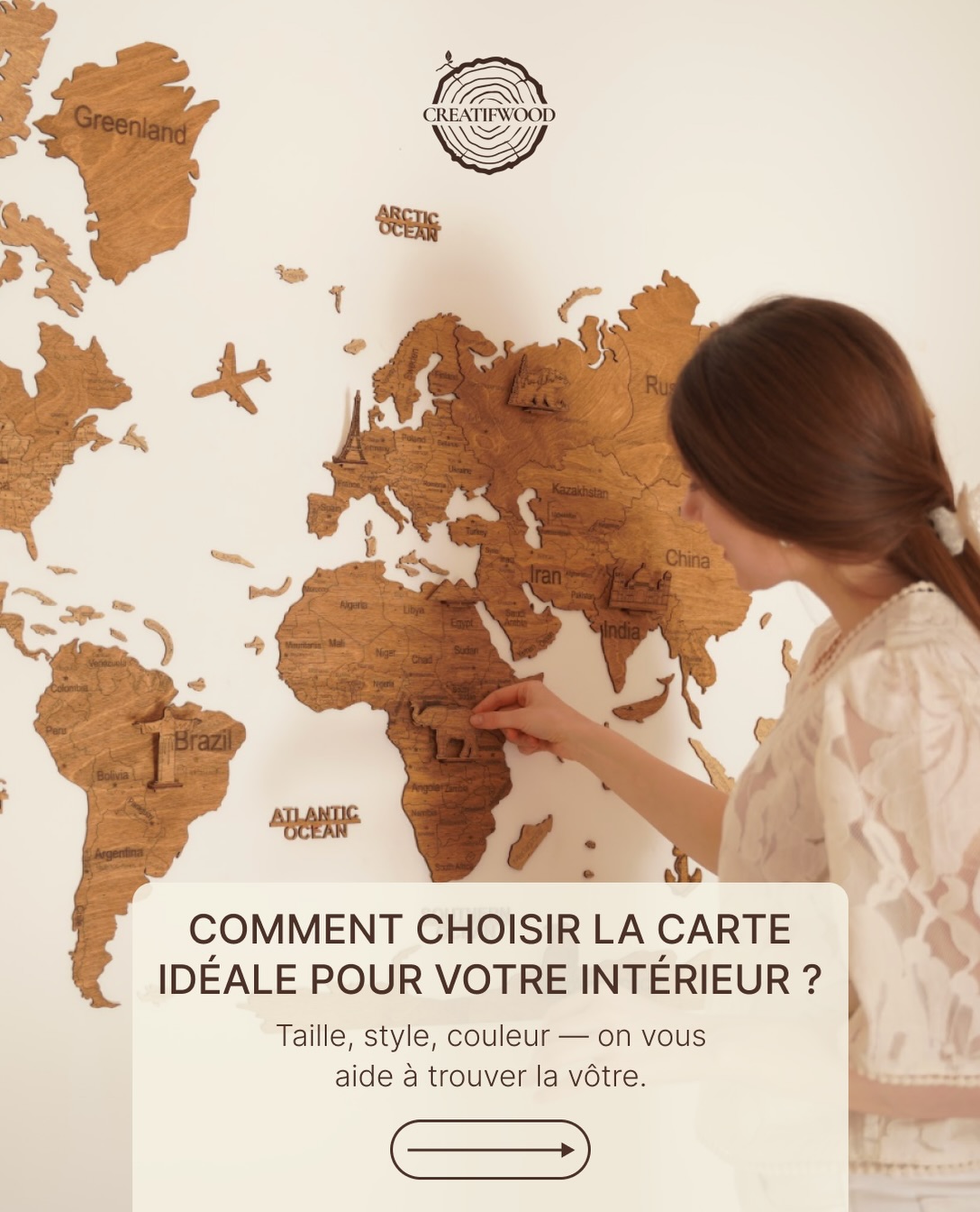 La carte parfaite, c’est celle qui trouve naturellement sa place chez vous. 🤎🌍
Taille, style, couleur… choisissez chaque détail pour créer une carte qui s’accorde à votre intérieur et raconte votre histoire.
Découvrez toutes nos cartes sur le site CreatifWood. ✨